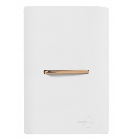 Conjunto Interruptor Intermediário Horizontal 4x2 - Novara Branco C/ Ouro Rose